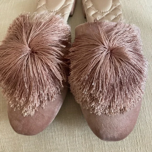 Birdies Pink Plush Slippers with Decorative Pom-Pom - Picture 6 of 6